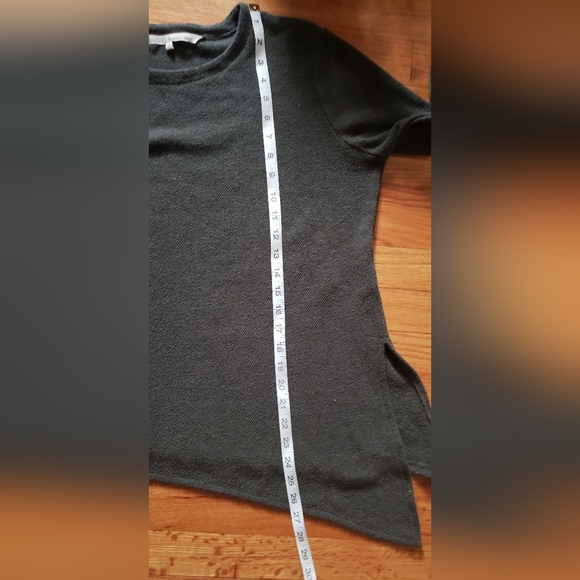 Rachel Rachel Roy Sweater Small Asymmetric Hem Crew Neck Side Zip Pullover Green - Picture 3 of 4